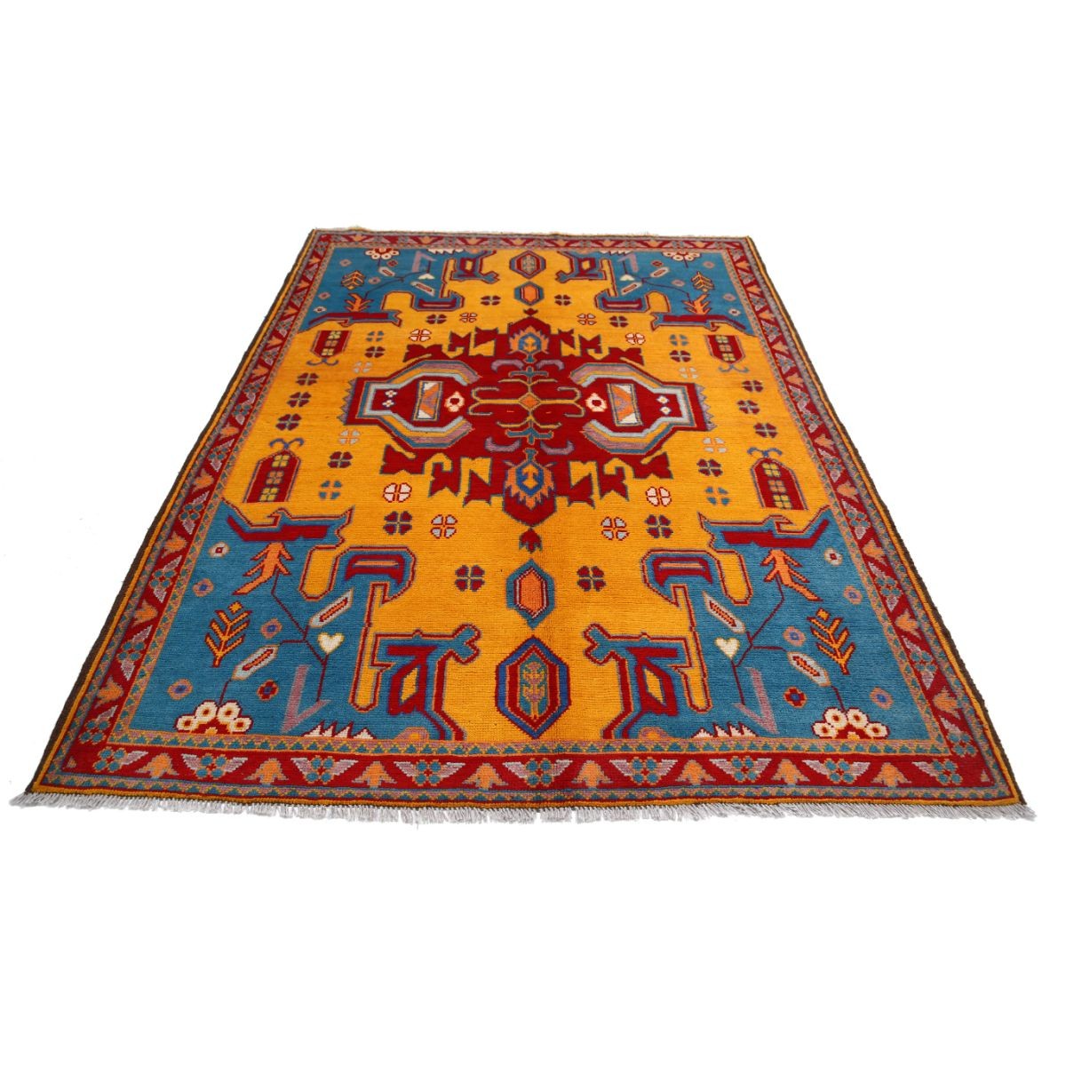 Revival 6x8 Handmade Double Knotted Washable Wool Rug - Colorful