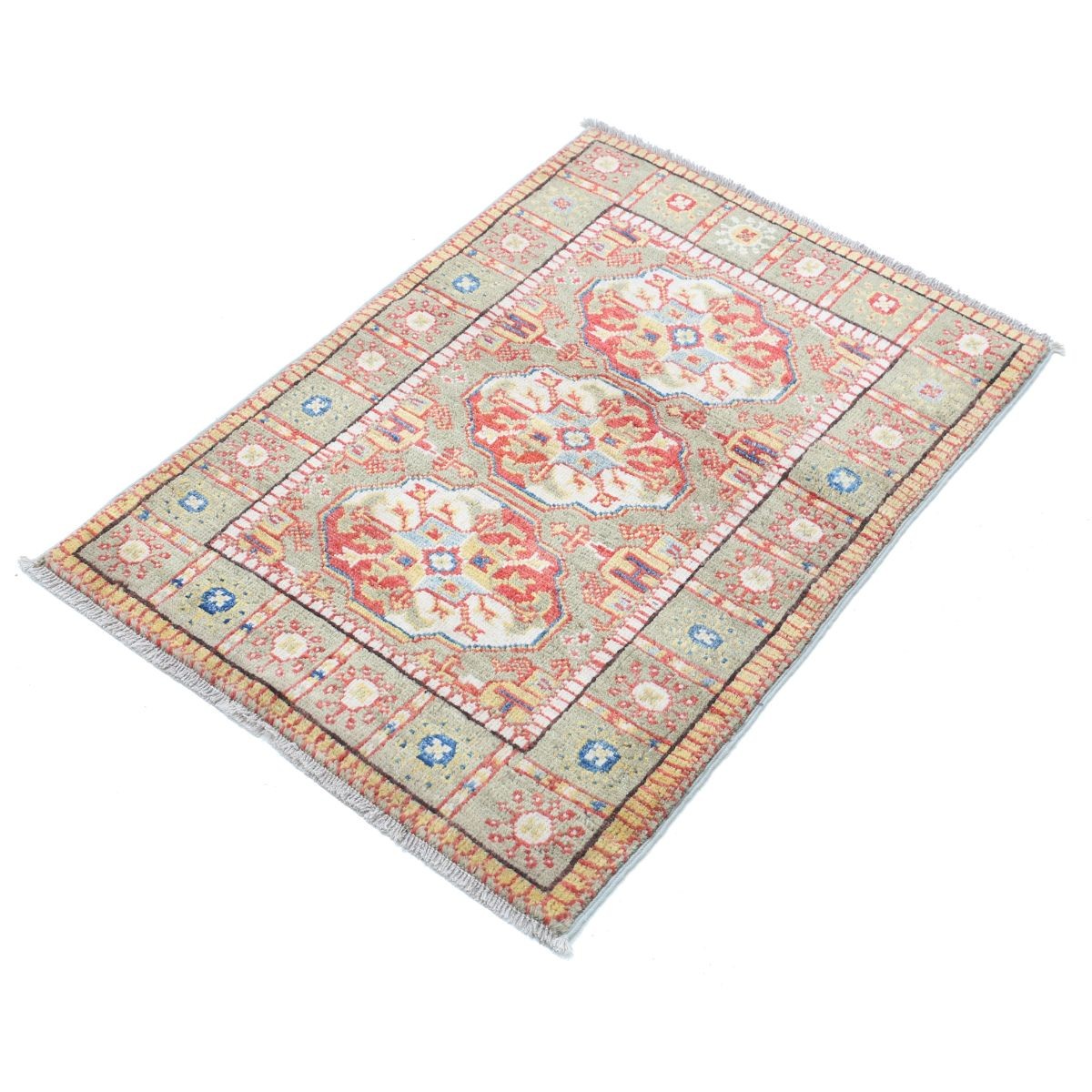 Revival 2x3 Handmade Double Knotted Washable Wool Rug - Colorful