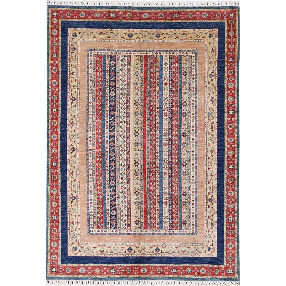 Shaal 7x10 Handmade Double Knotted Washable Wool Rug - Colorful