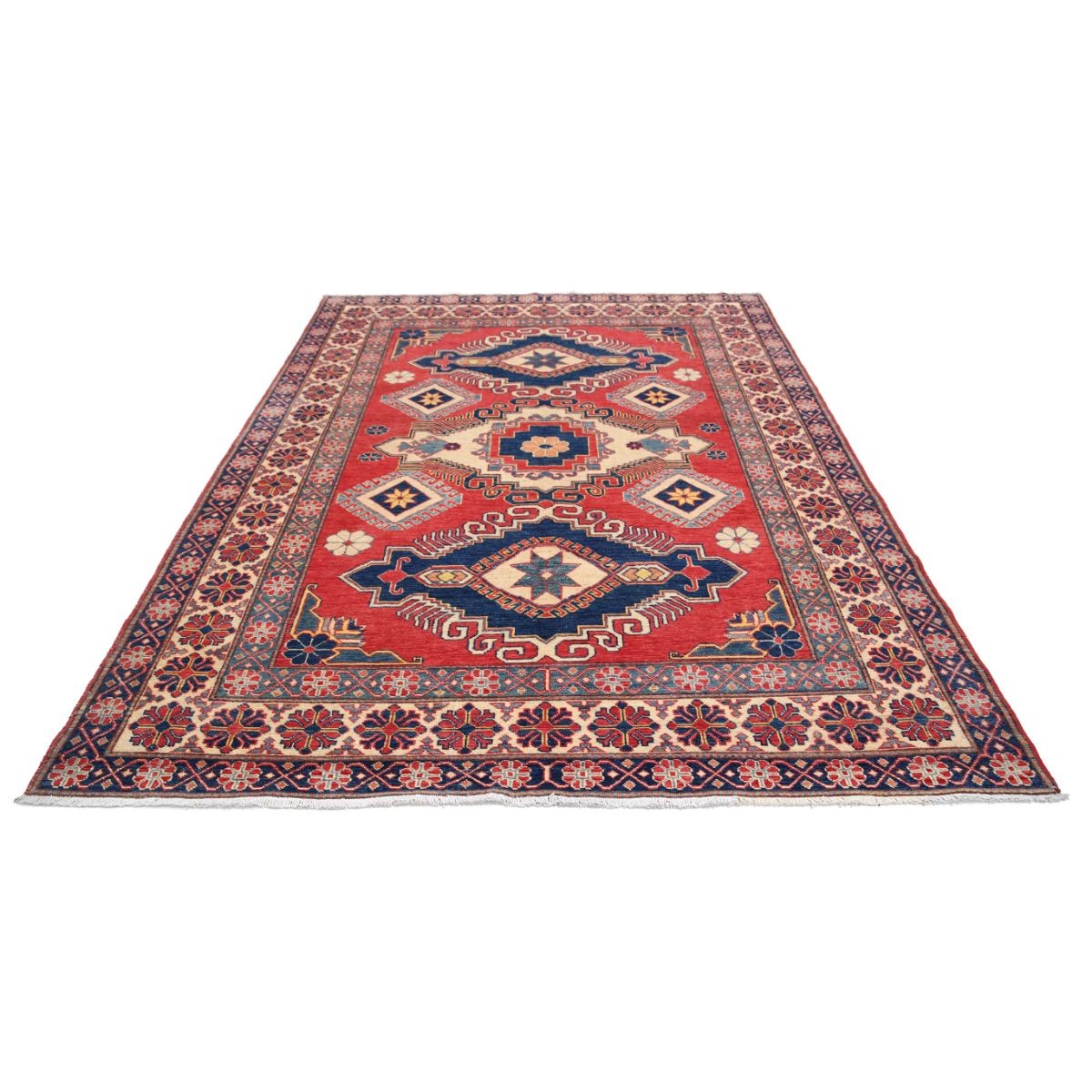 Kazak 7x9 Handmade Double Knotted Washable Wool Rug - Colorful