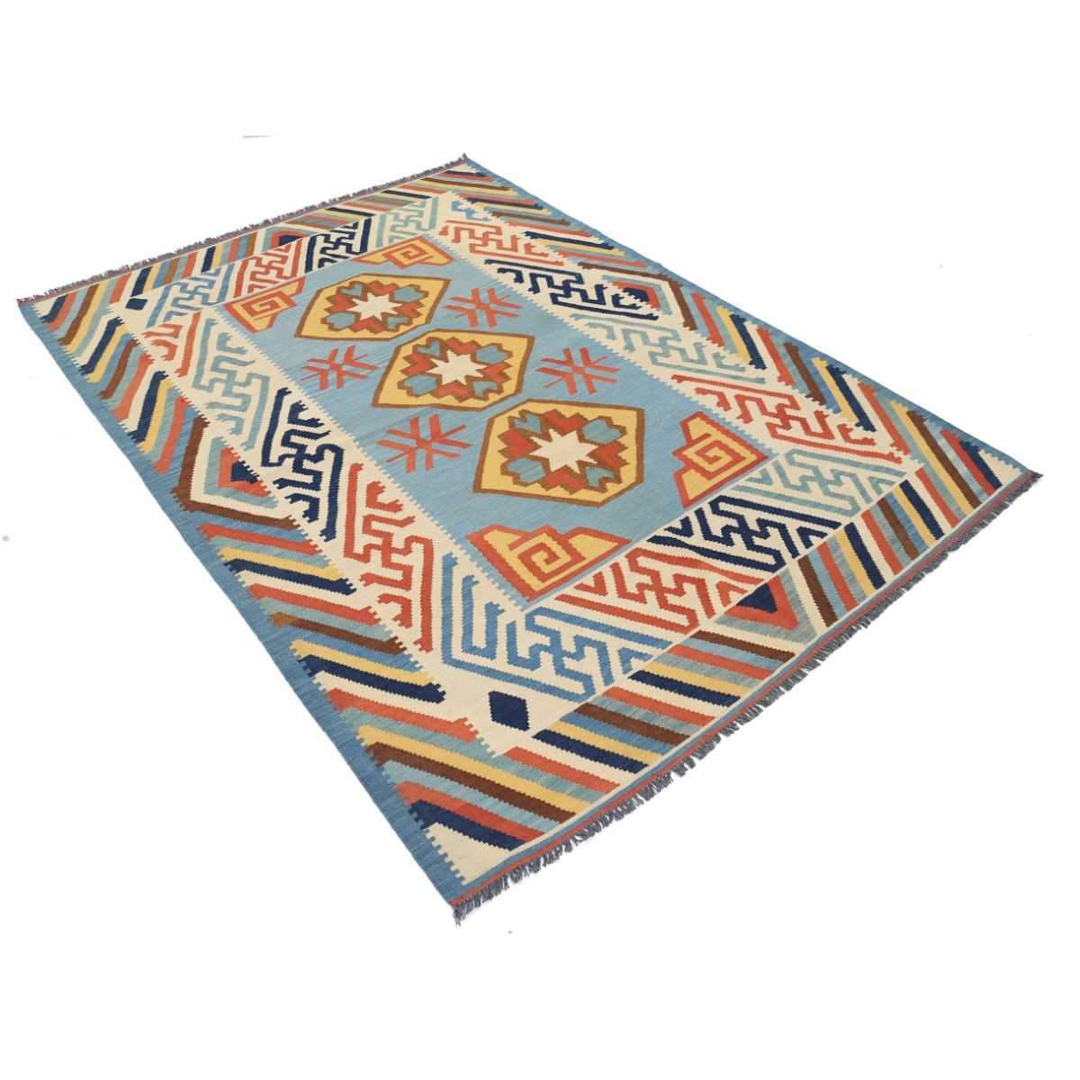 Kafkaas 5x7 Hand Woven Washable Wool Rug - Colorful