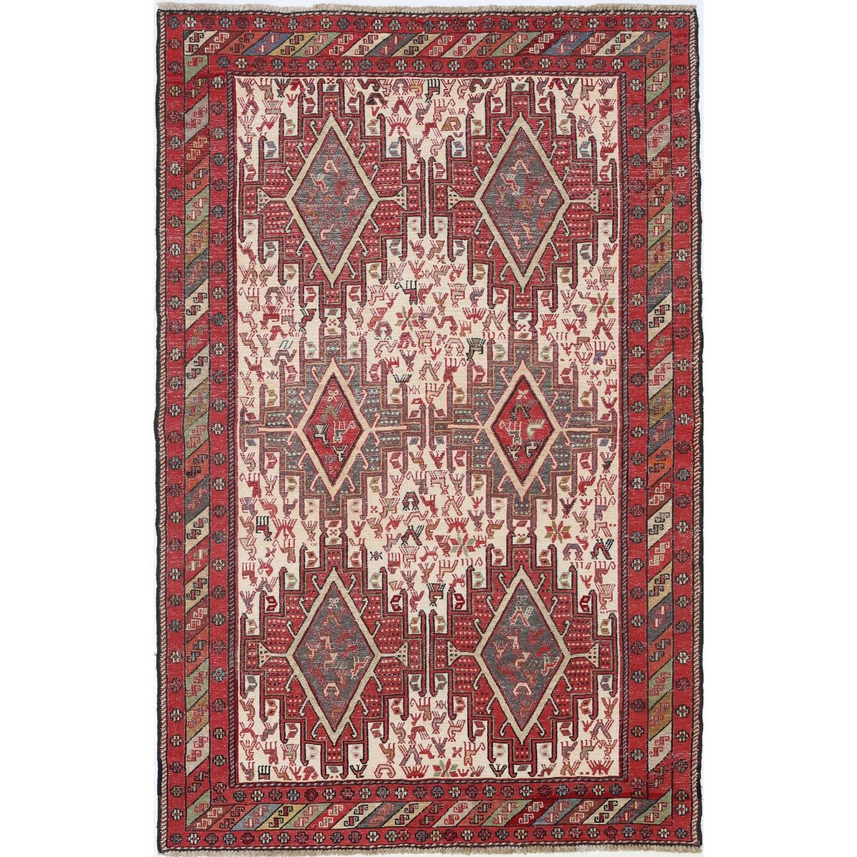 Silki 4x6 Hand Woven Washable Silk Rug - Colorful