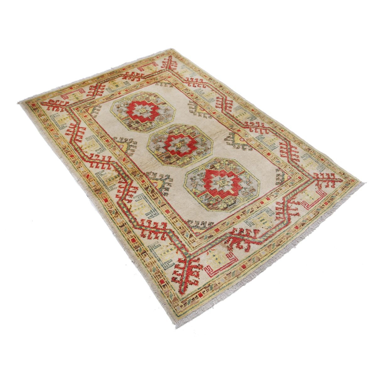 Revival 4x5 Handmade Double Knotted Washable Wool Rug - Colorful