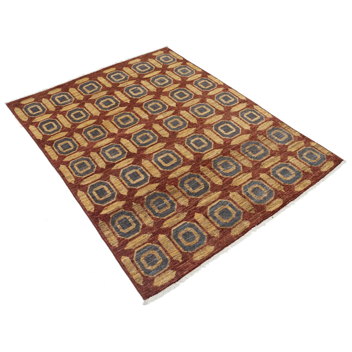 Modcar 4x5 Handmade Double Knotted Washable Wool Rug - Colorful