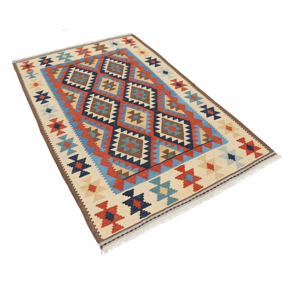 Kafkaas 4x7 Hand Woven Washable Wool Rug - Colorful