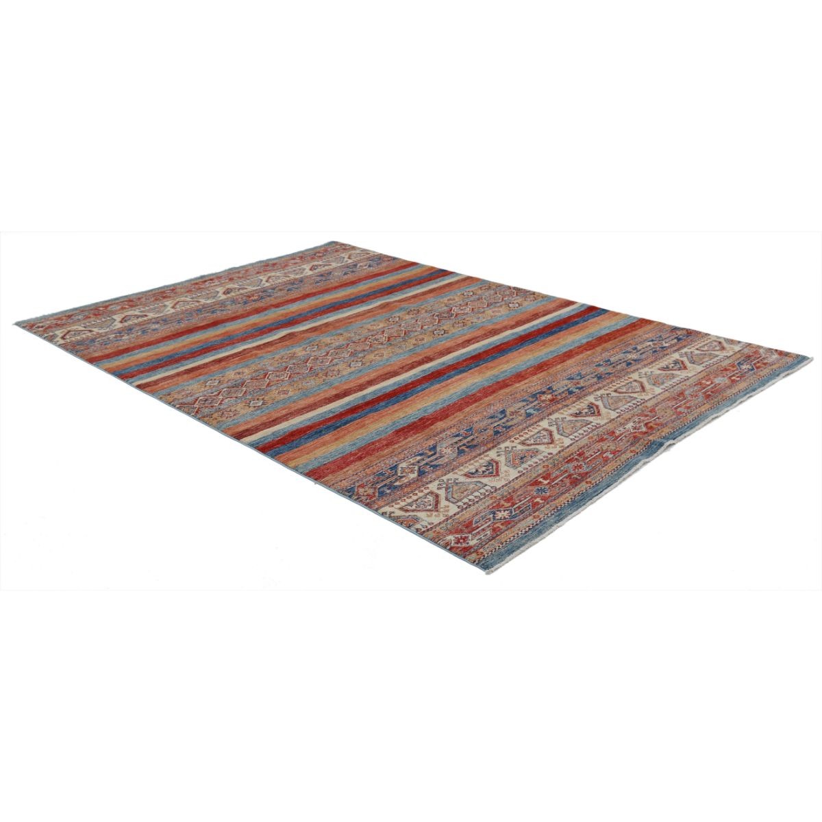 Khurjeen 7x10 Handmade Double Knotted Washable Wool Rug - Colorful