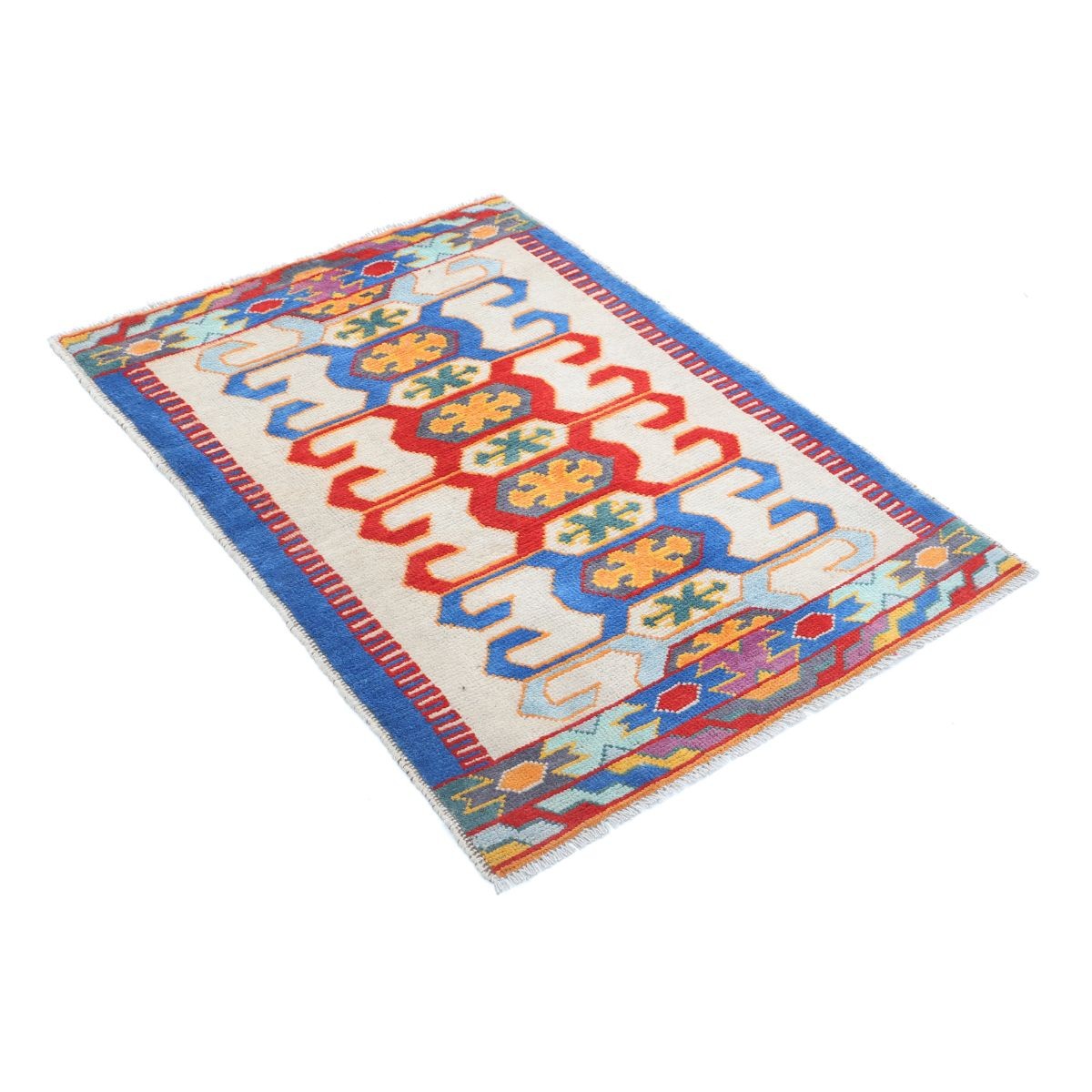 Revival 3x4 Handmade Double Knotted Washable Wool Rug - Colorful