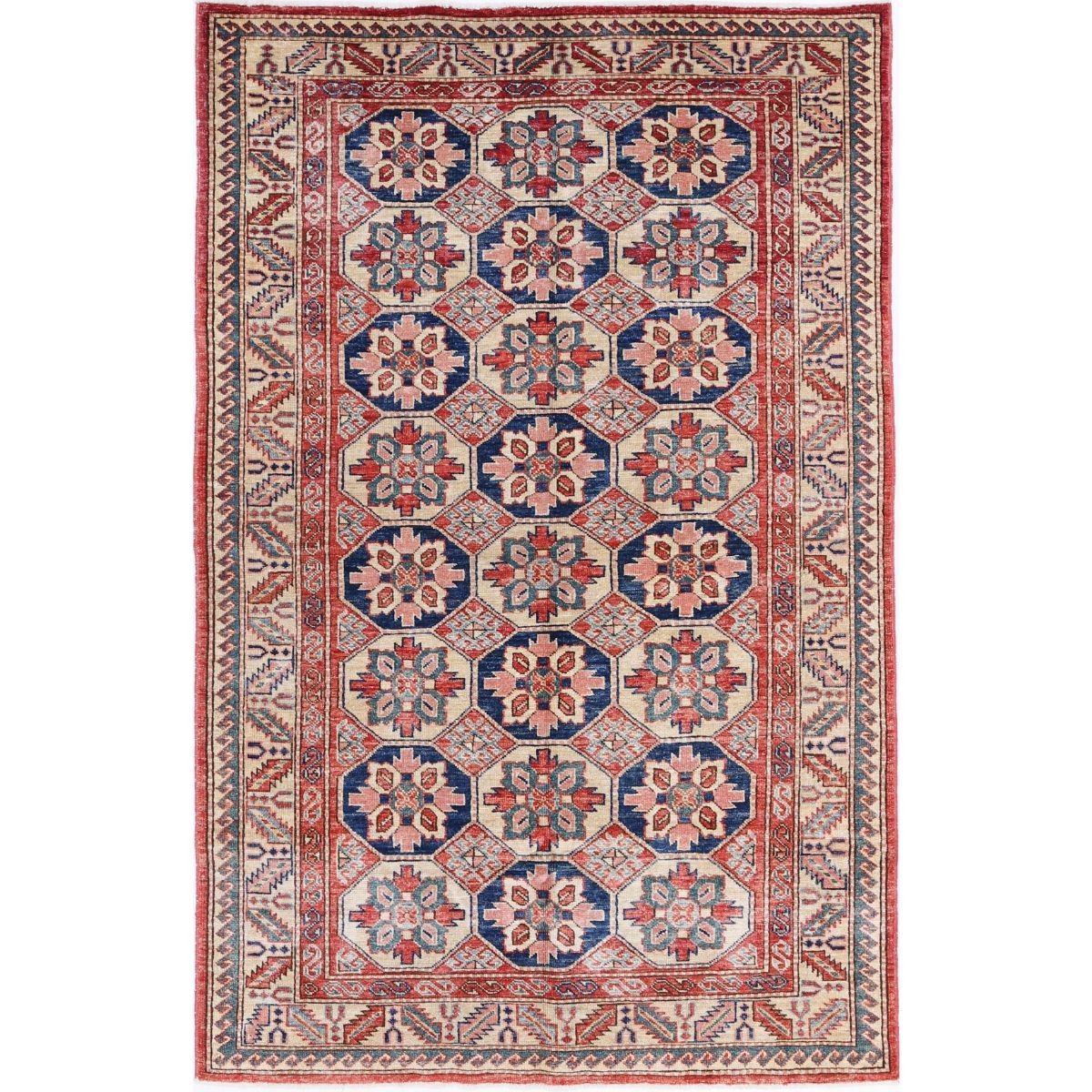 Kazak 4x6 Handmade Double Knotted Washable Wool Rug - Colorful