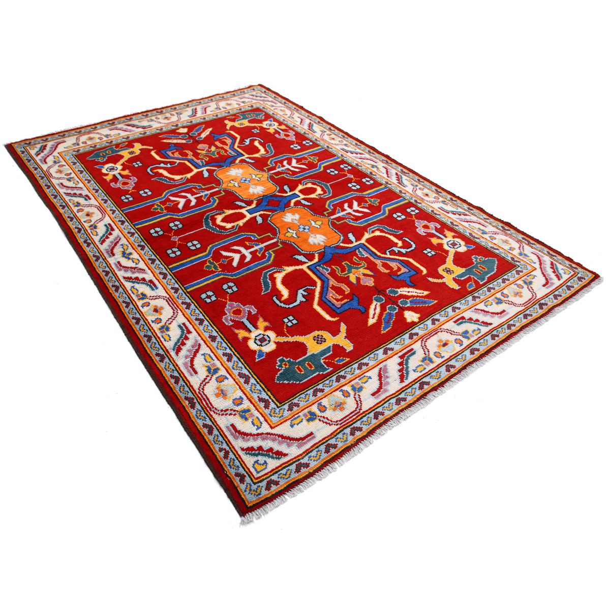 Revival 6x8 Handmade Double Knotted Washable Wool Rug - Colorful