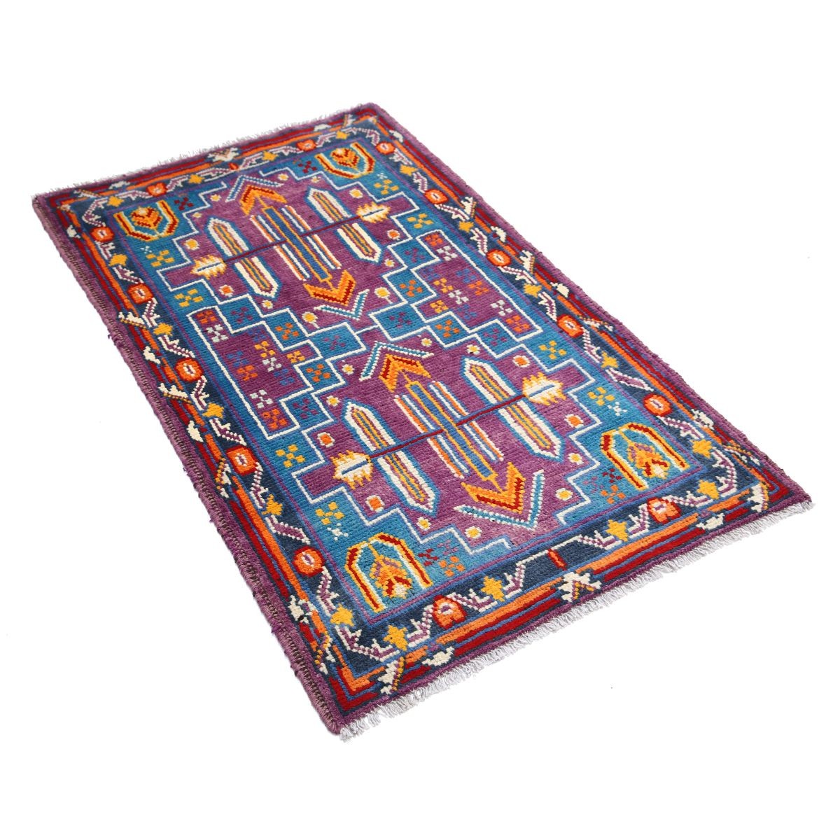 Revival 3x4 Handmade Double Knotted Washable Wool Rug - Colorful