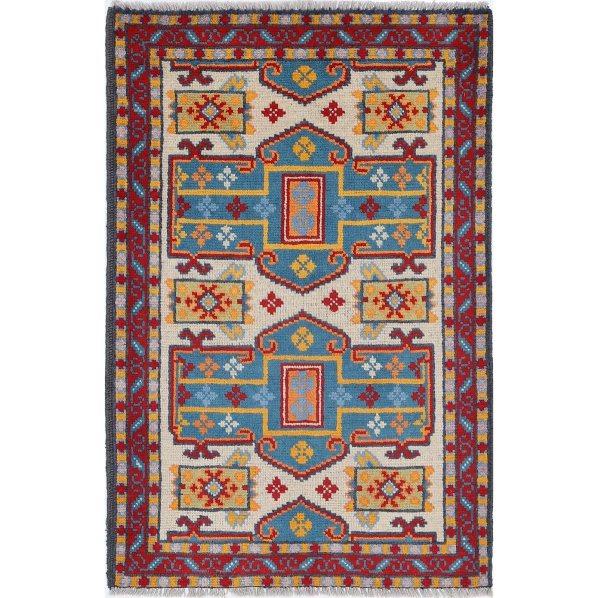 Revival 3x4 Handmade Double Knotted Washable Wool Rug - Colorful