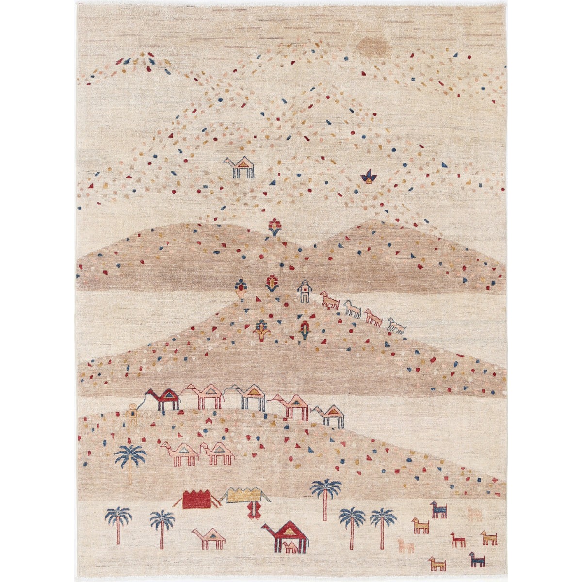 Modcar 6x7 Handmade Double Knotted Washable Wool Rug - Colorful