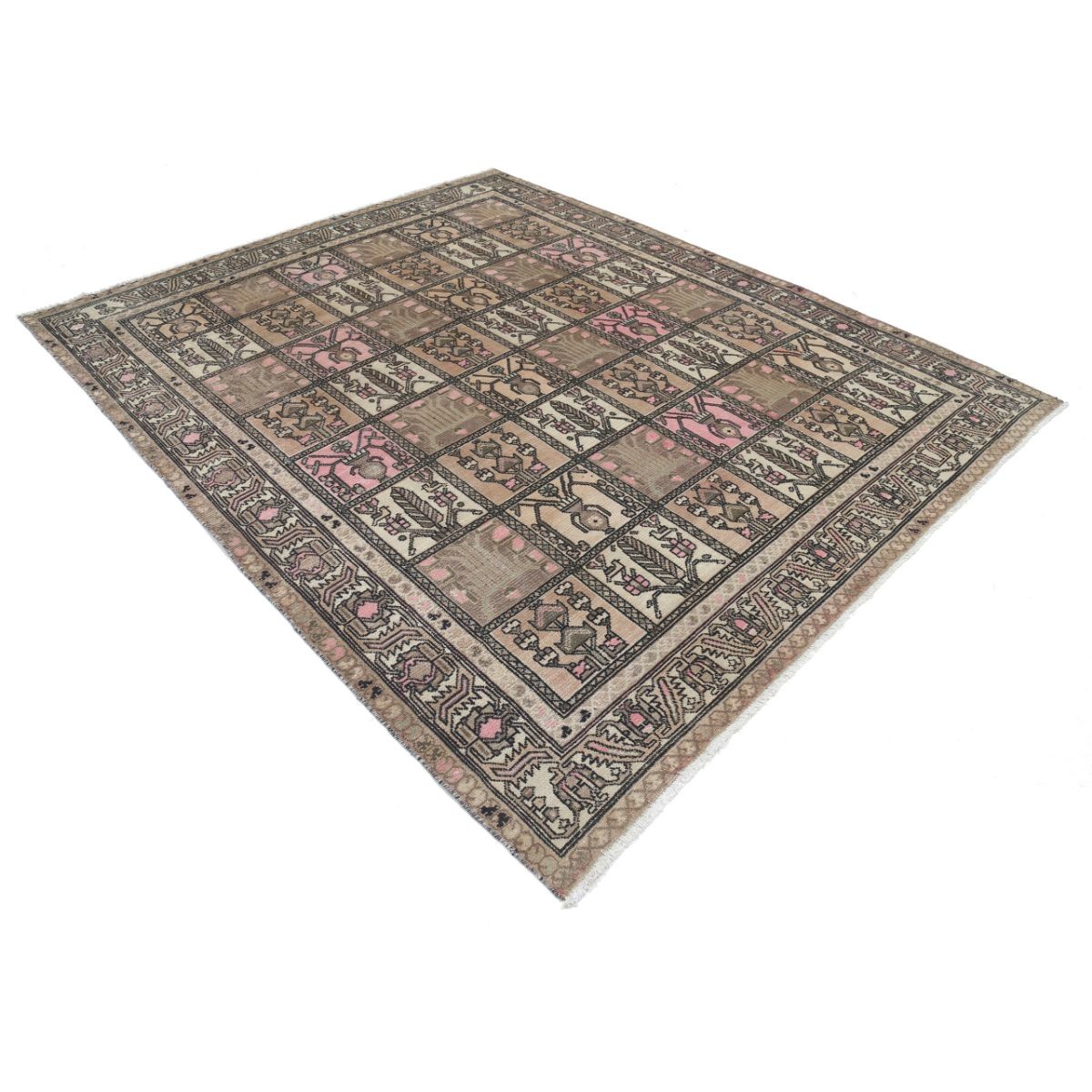 Vintage 8x9 Handmade Double Knotted Washable Wool Rug - Soft Hues