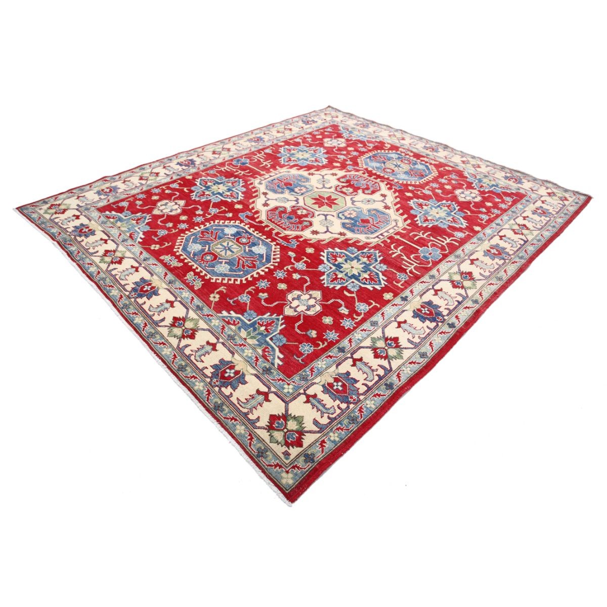Kazak 8x10 Handmade Double Knotted Washable Wool Rug - Colorful
