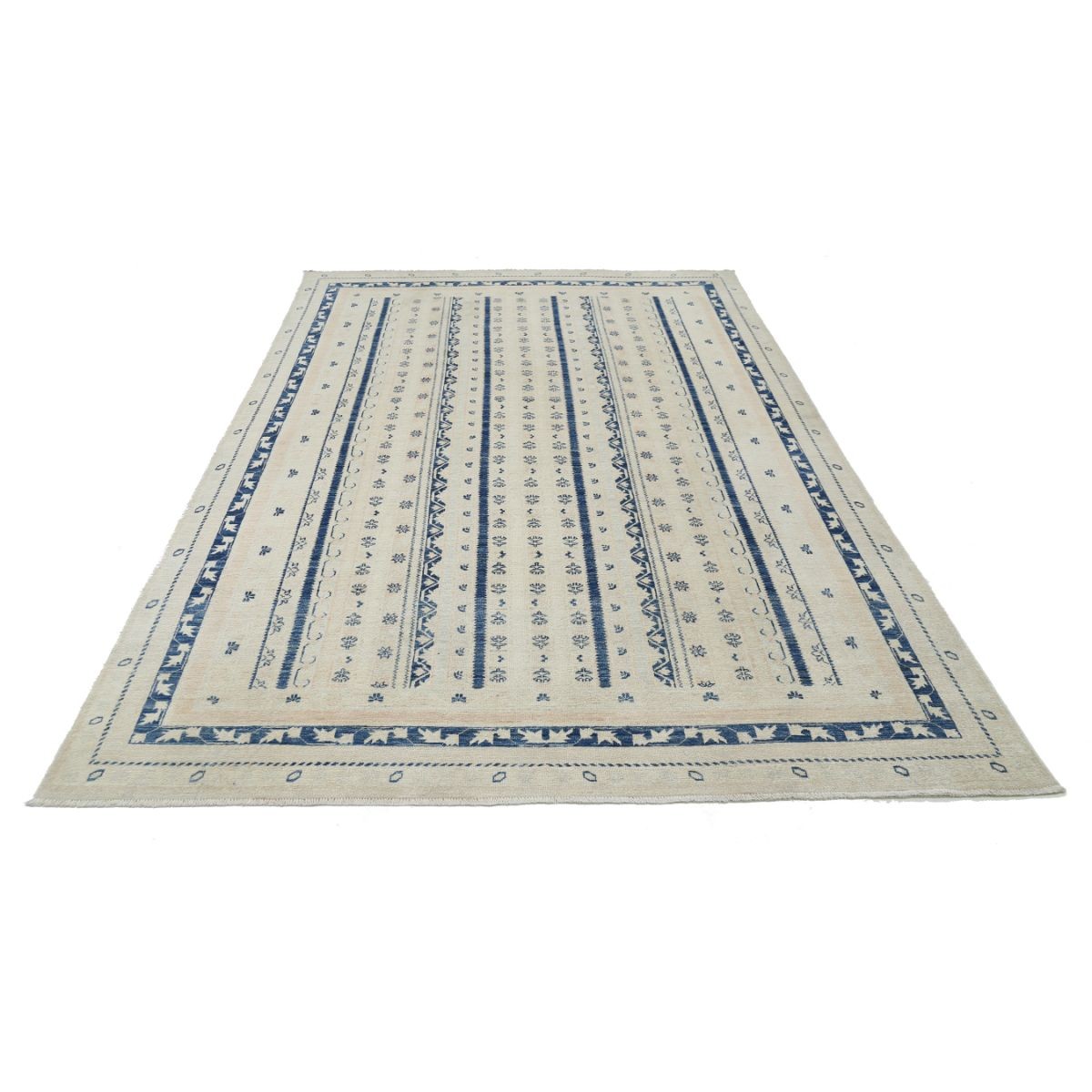 Shaal 6x10 Handmade Double Knotted Washable Wool Rug - Soft Hues