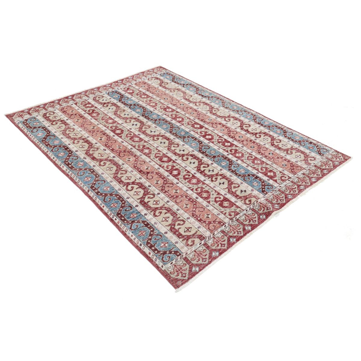 Shaal 5x6 Handmade Double Knotted Washable Wool Rug - Colorful