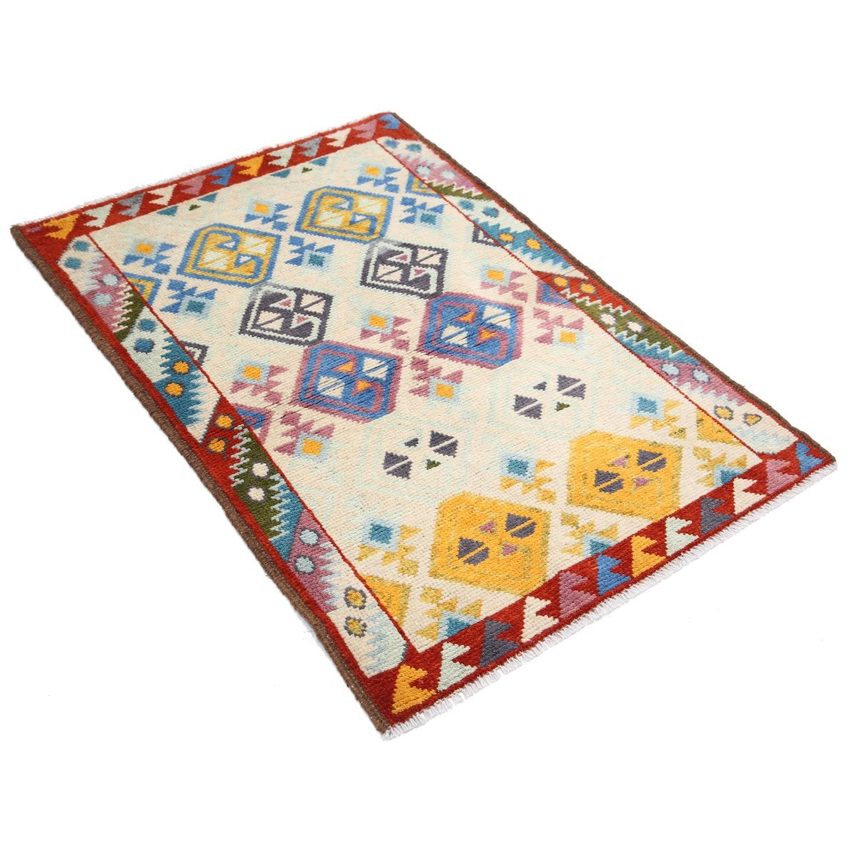 Revival 3x4 Handmade Double Knotted Washable Wool Rug - Colorful