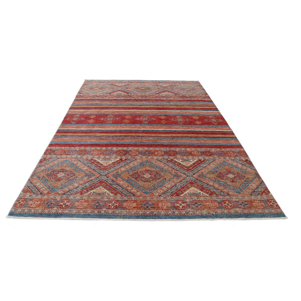 Khurjeen 7x9 Handmade Double Knotted Washable Wool Rug - Colorful