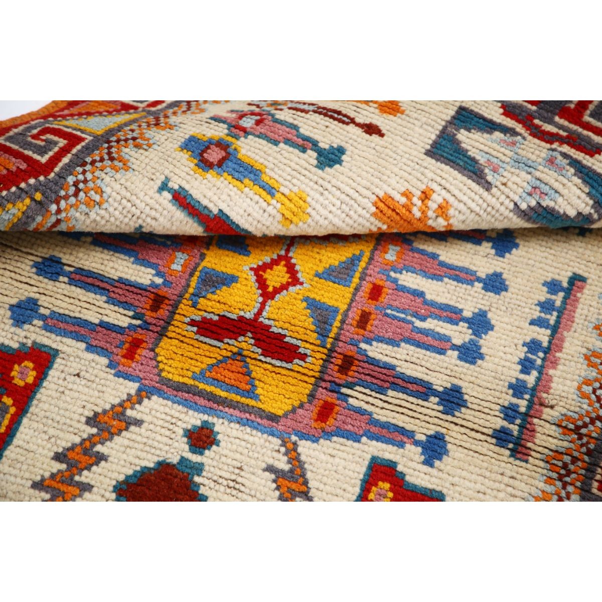 Revival 3x4 Handmade Double Knotted Washable Wool Rug - Colorful