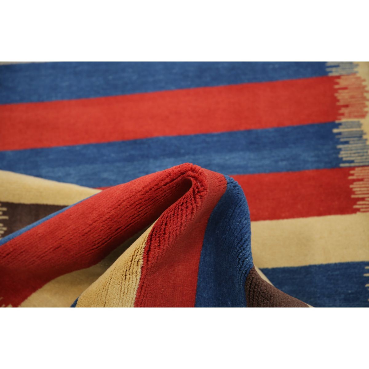 Modcar 2x7 Handmade Double Knotted Washable Wool Runner - Colorful