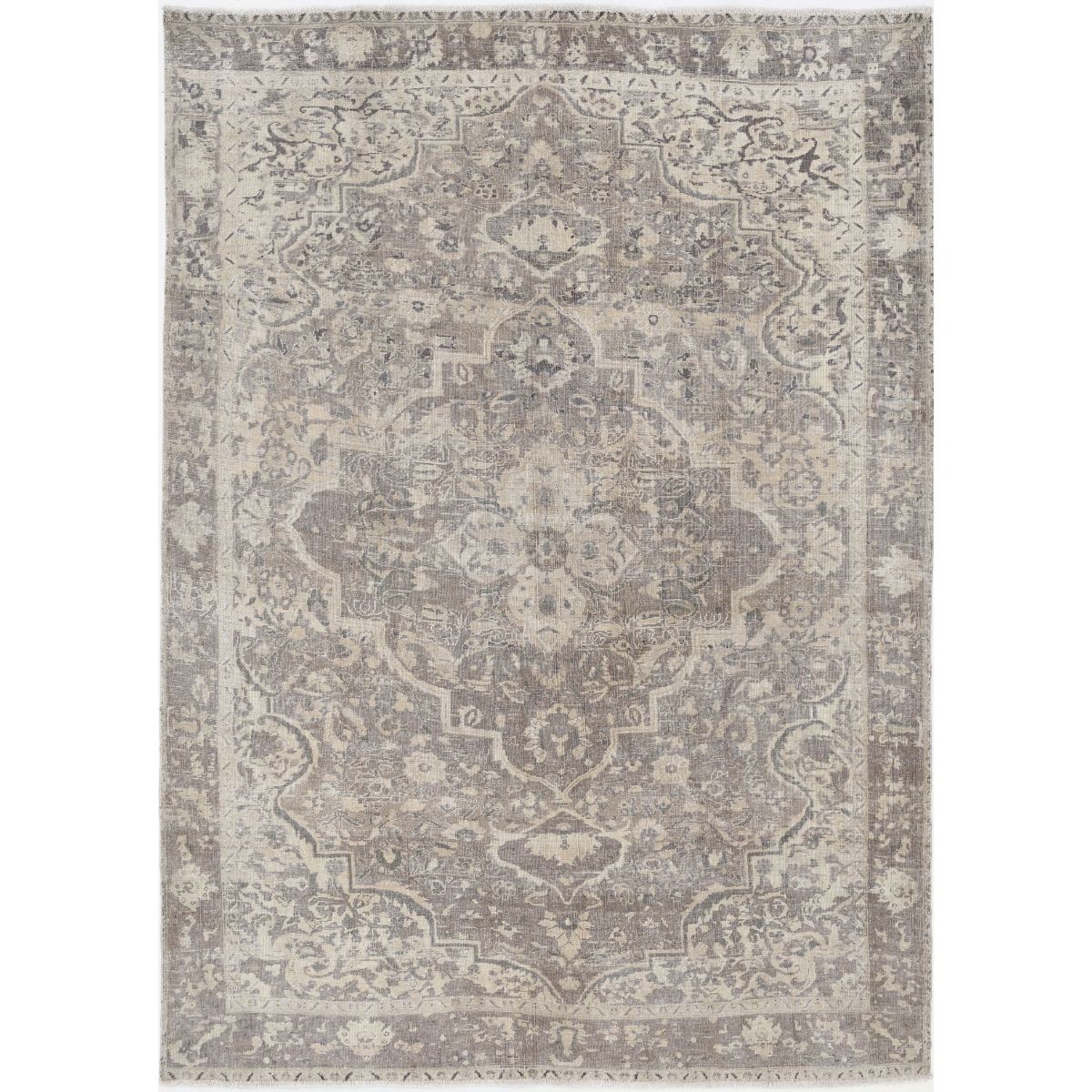 Vintage 7x10 Hand-Knotted Washable Wool Rug - Soft Hues
