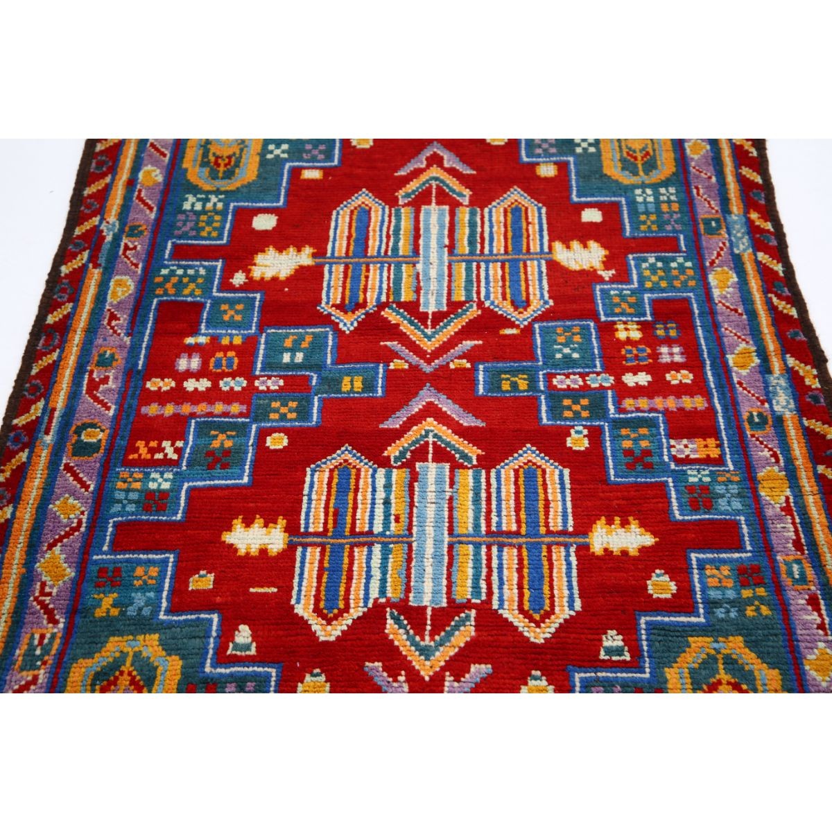 Revival 4x5 Handmade Double Knotted Washable Wool Rug - Colorful