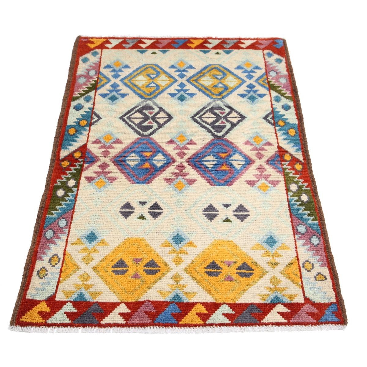 Revival 3x4 Handmade Double Knotted Washable Wool Rug - Colorful