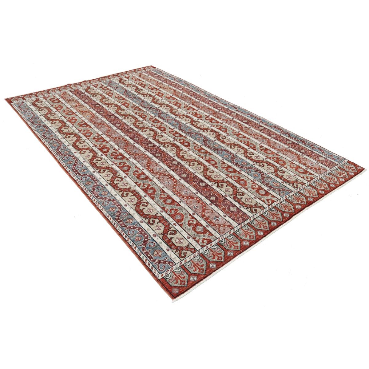 Shaal 6x9 Handmade Double Knotted Washable Wool Rug - Colorful
