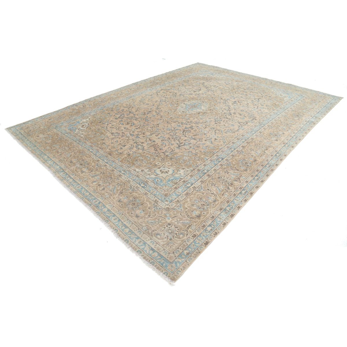 Vintage 10x13 Handmade Double Knotted Washable Wool Rug - Soft Hues