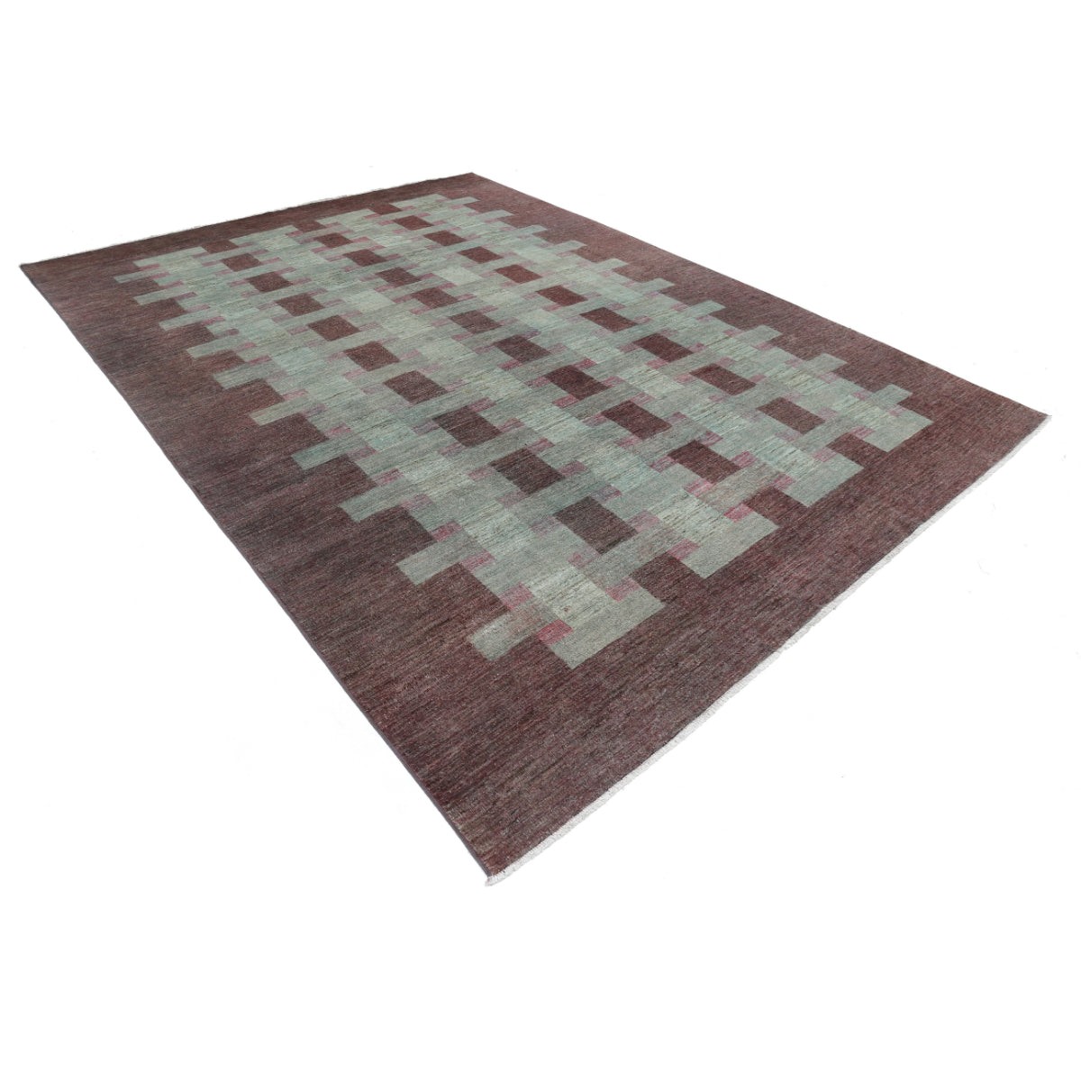 Modcar 9x12 Handmade Double Knotted Washable Wool Rug - Colorful