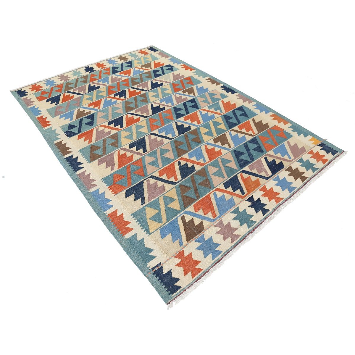 Kafkaas 6x8 Hand Woven Washable Wool Rug - Colorful