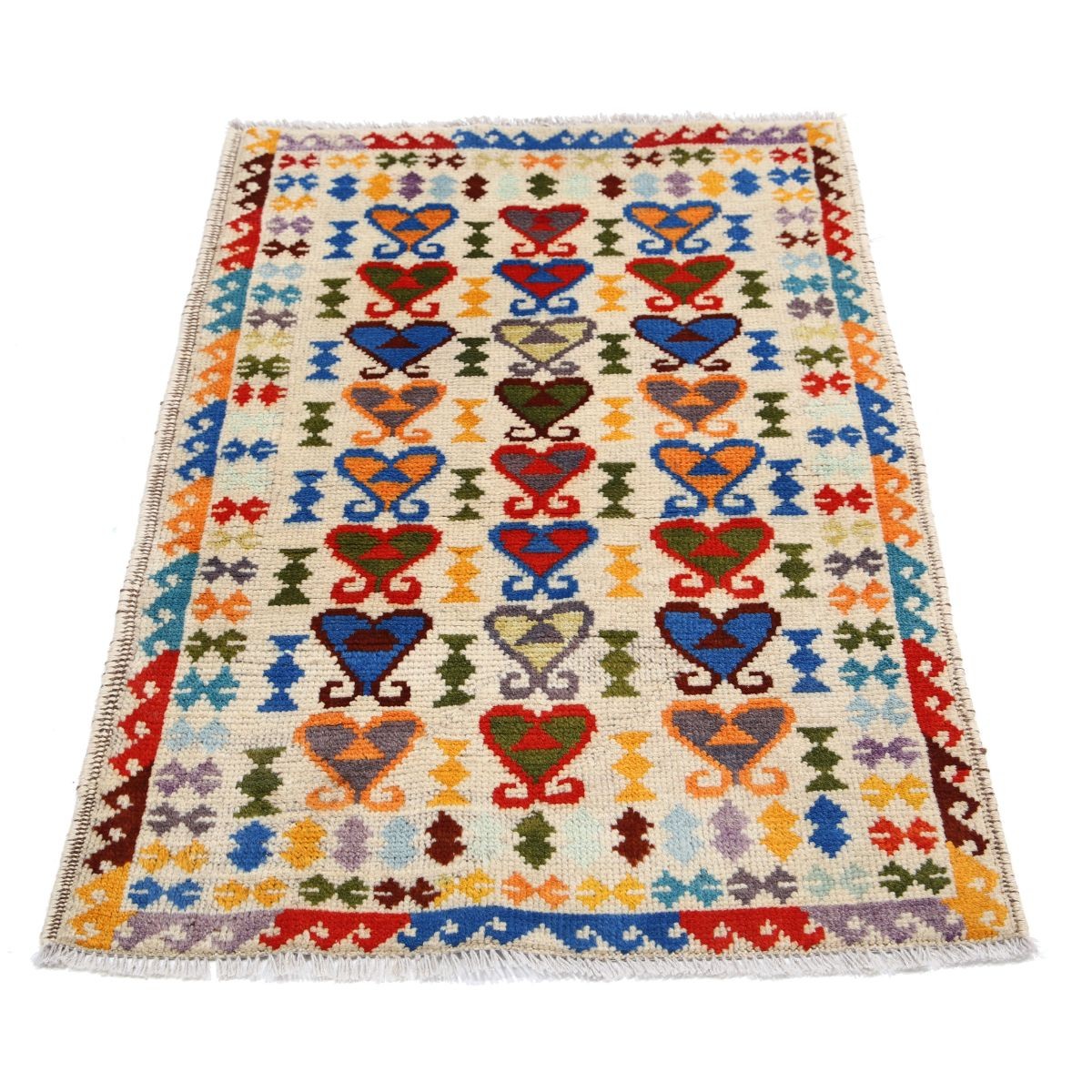 Revival 3x4 Handmade Double Knotted Washable Wool Rug - Colorful