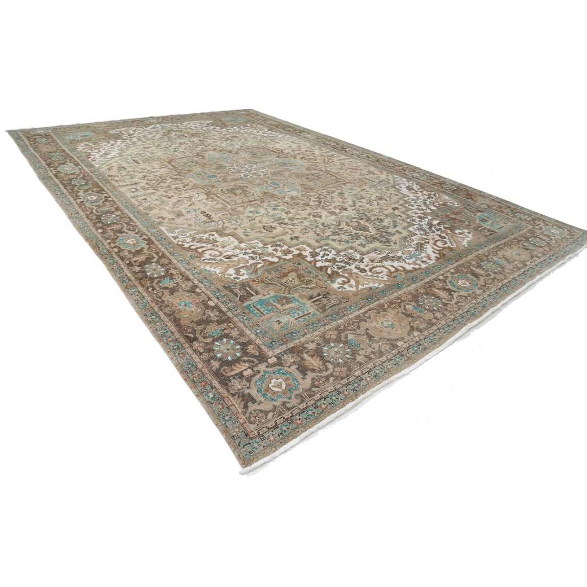 Vintage 13x19 Handmade Double Knotted Washable Wool Rug - Soft Hues