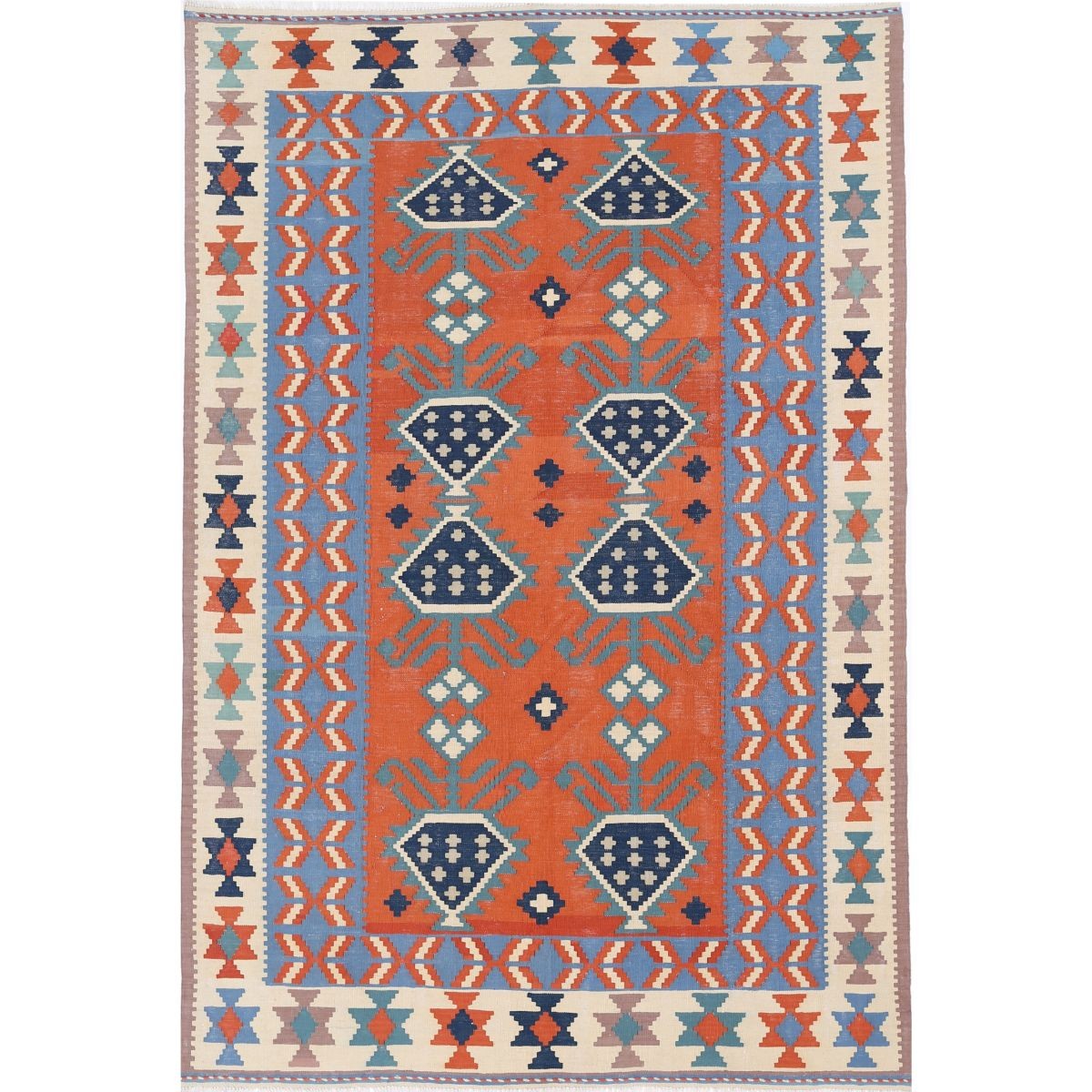 Kafkaas 6x10 Hand Woven Washable Wool Rug - Colorful