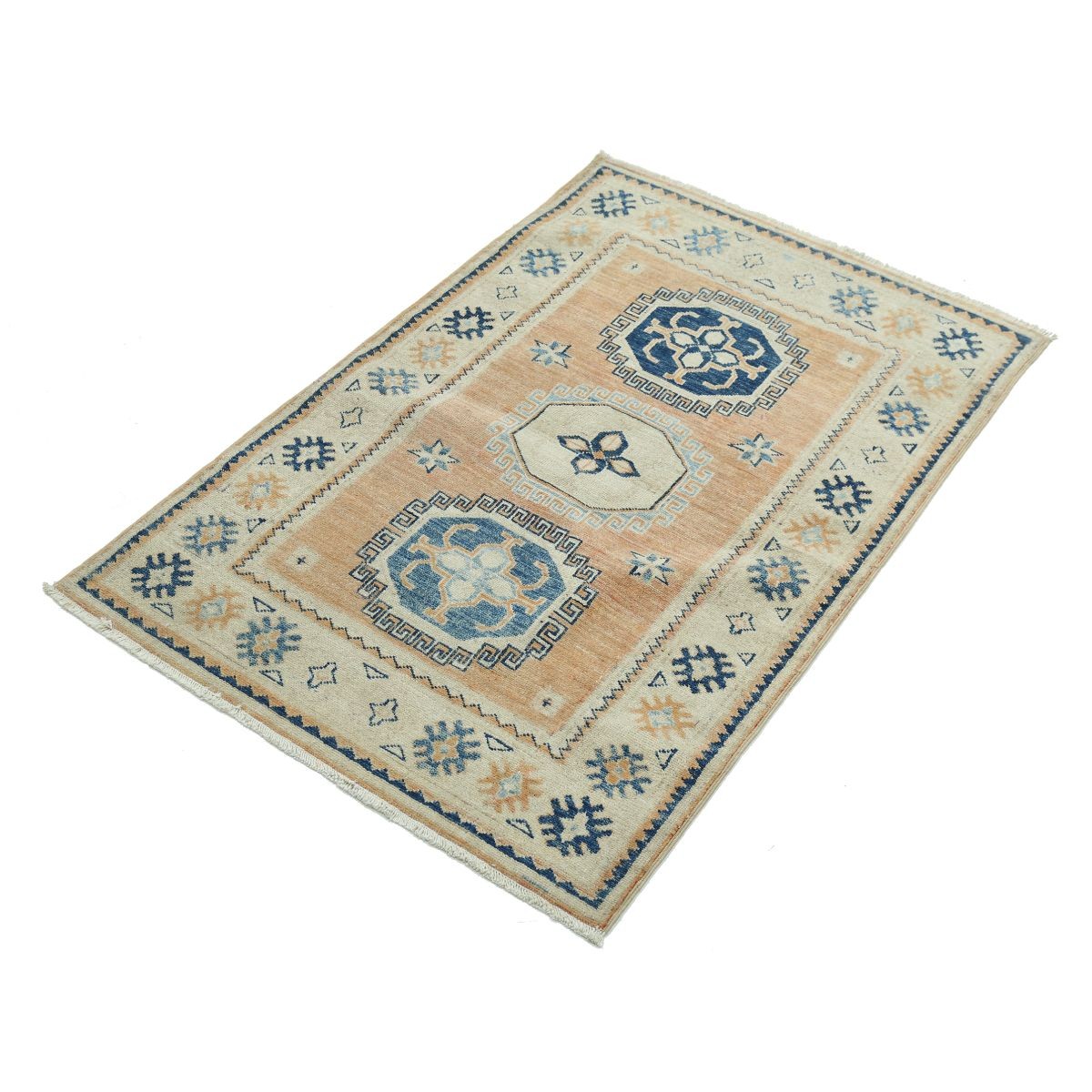 Kazak 3x4 Handmade Double Knotted Washable Wool Rug - Colorful