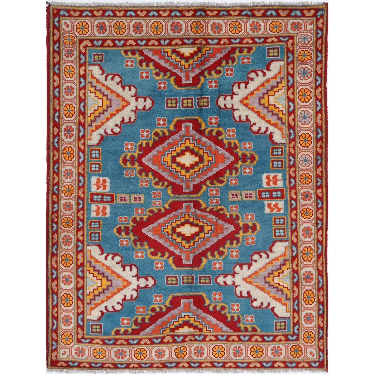 Revival 5x6 Handmade Double Knotted Washable Wool Rug - Colorful