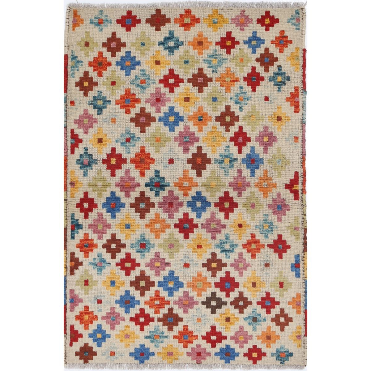 Revival 3x4 Handmade Double Knotted Washable Wool Rug - Colorful