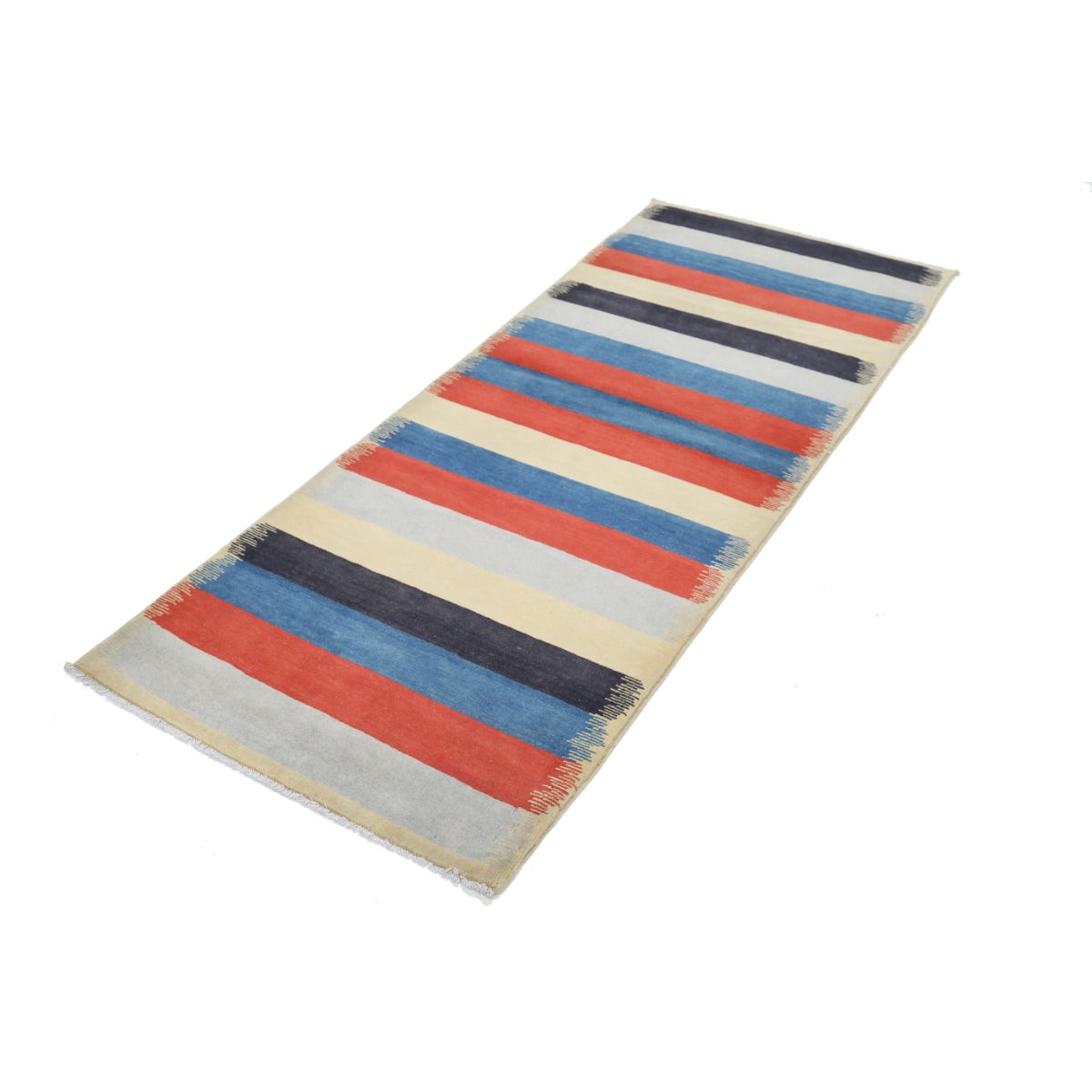 Modcar 3x6 Handmade Double Knotted Washable Wool Runner - Colorful