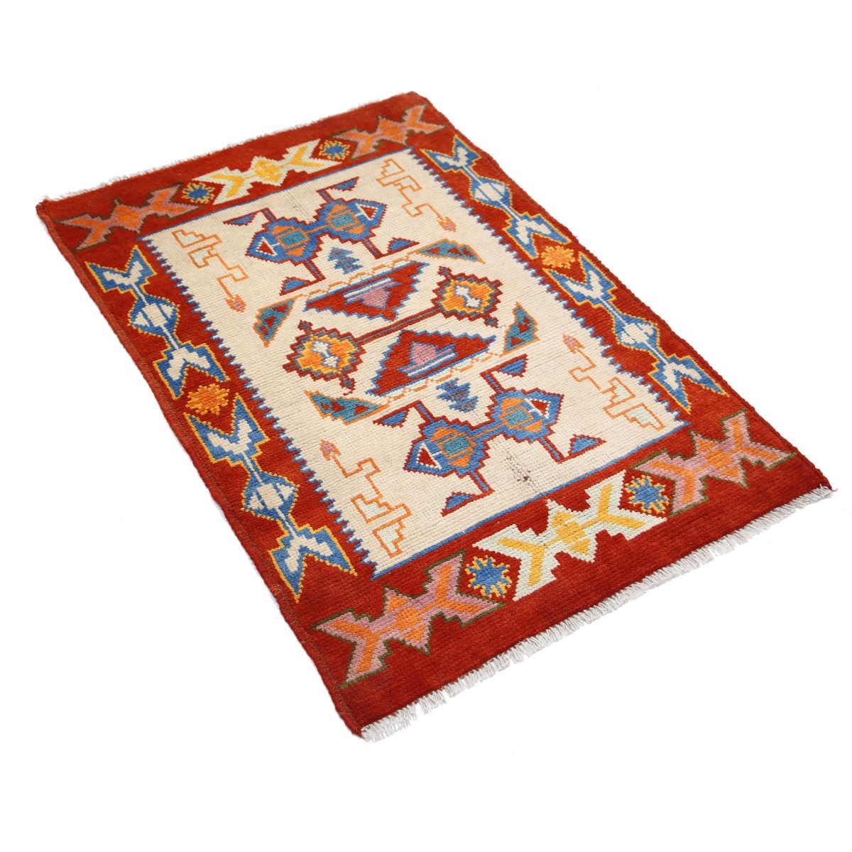 Revival 3x4 Handmade Double Knotted Washable Wool Rug - Colorful