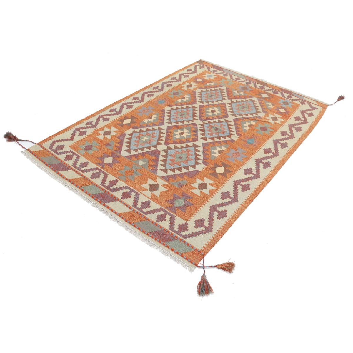 Kafkaas 5x7 Hand Woven Washable Wool Rug - Colorful