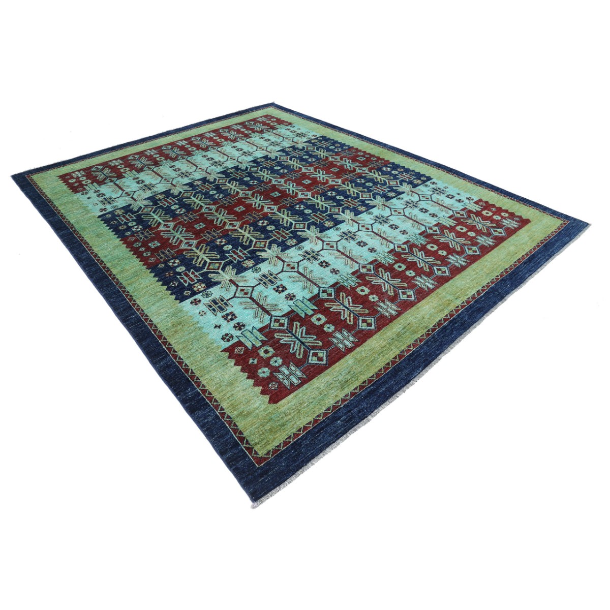 Modcar 8x10 Handmade Double Knotted Washable Wool Rug - Colorful