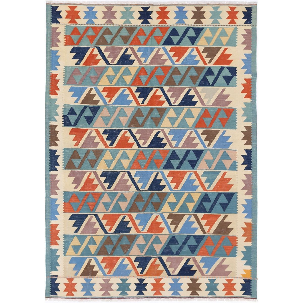 Kafkaas 6x8 Hand Woven Washable Wool Rug - Colorful