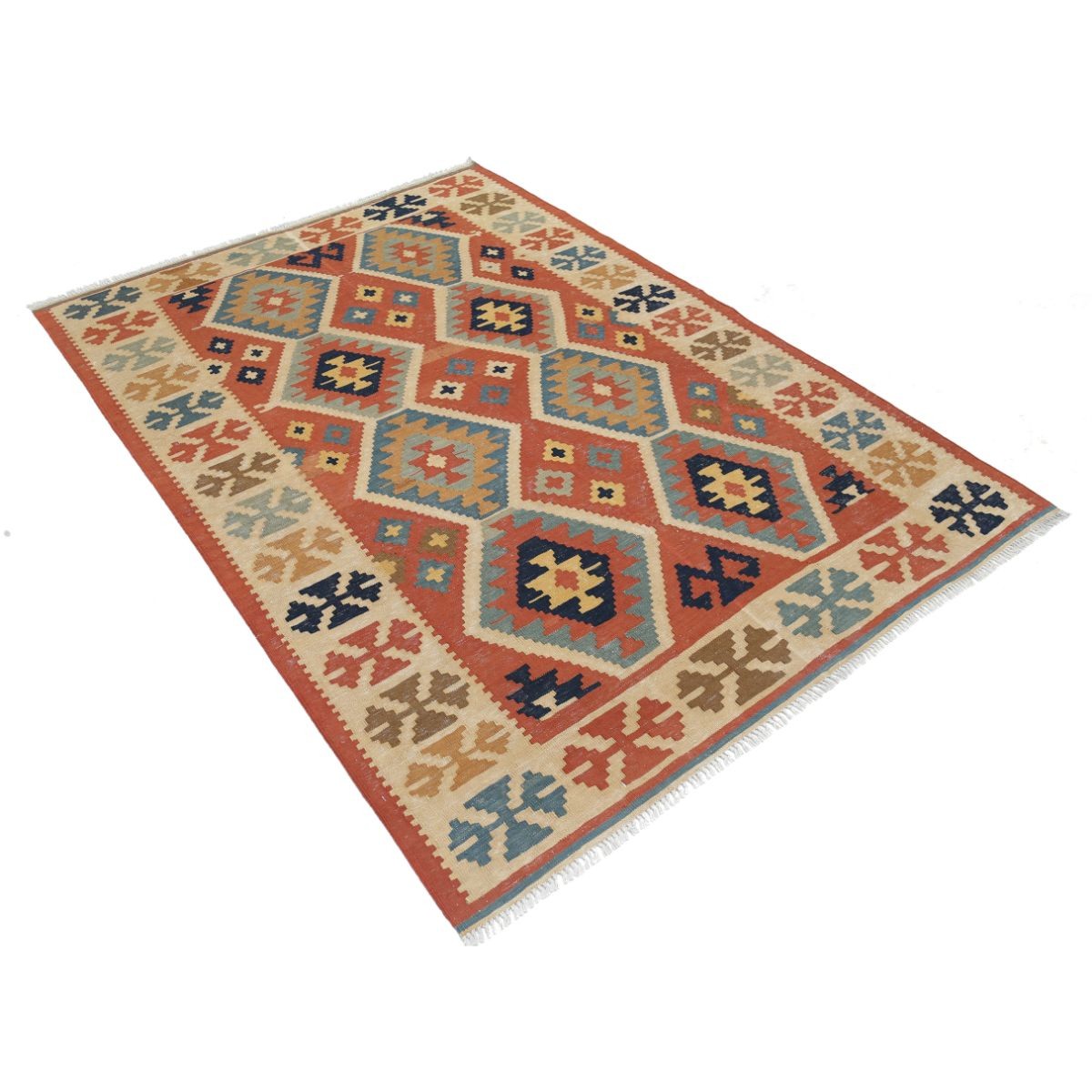 Kafkaas 5x7 Hand Woven Washable Wool Rug - Soft Hues