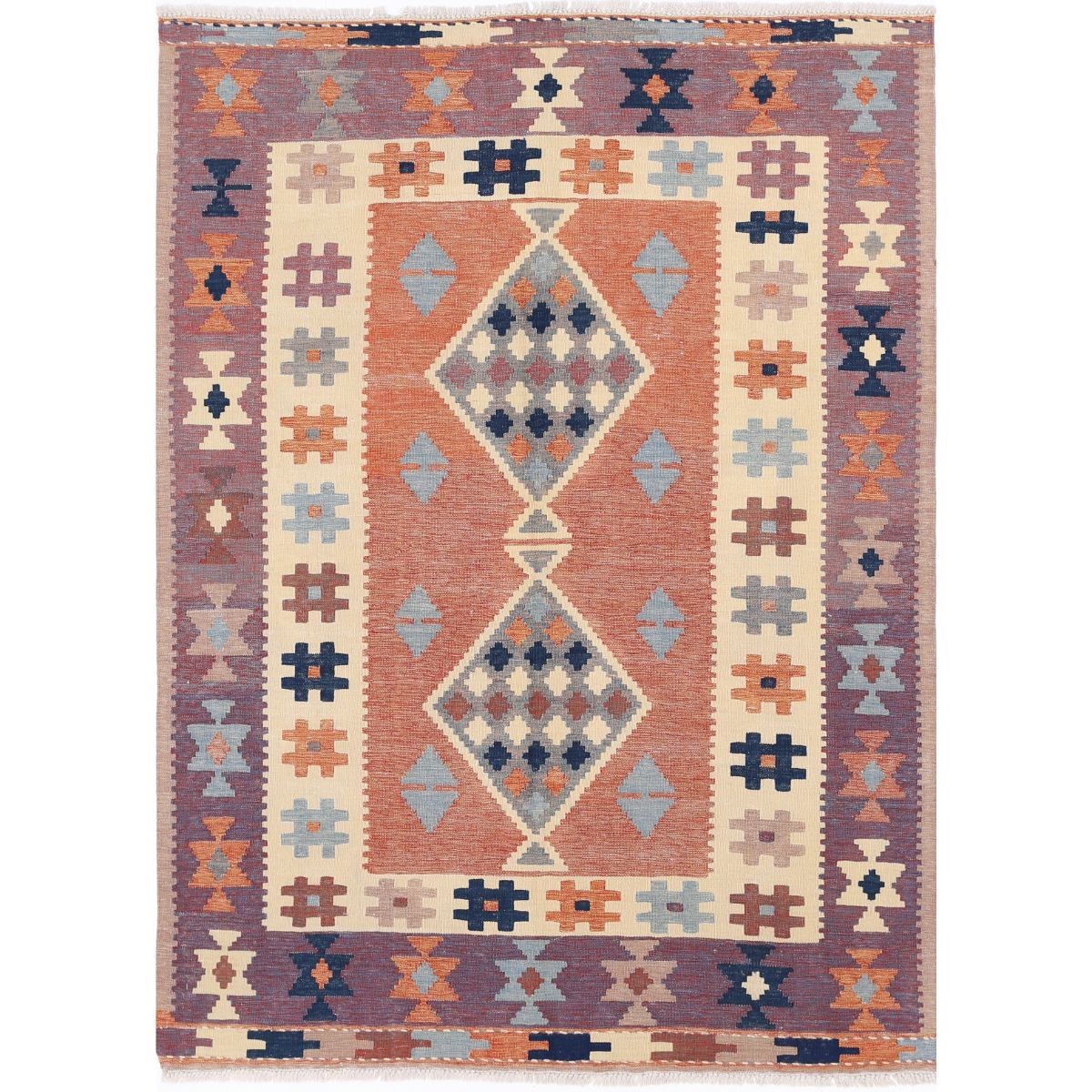 Kafkaas 5x7 Hand Woven Washable Wool Rug - Colorful