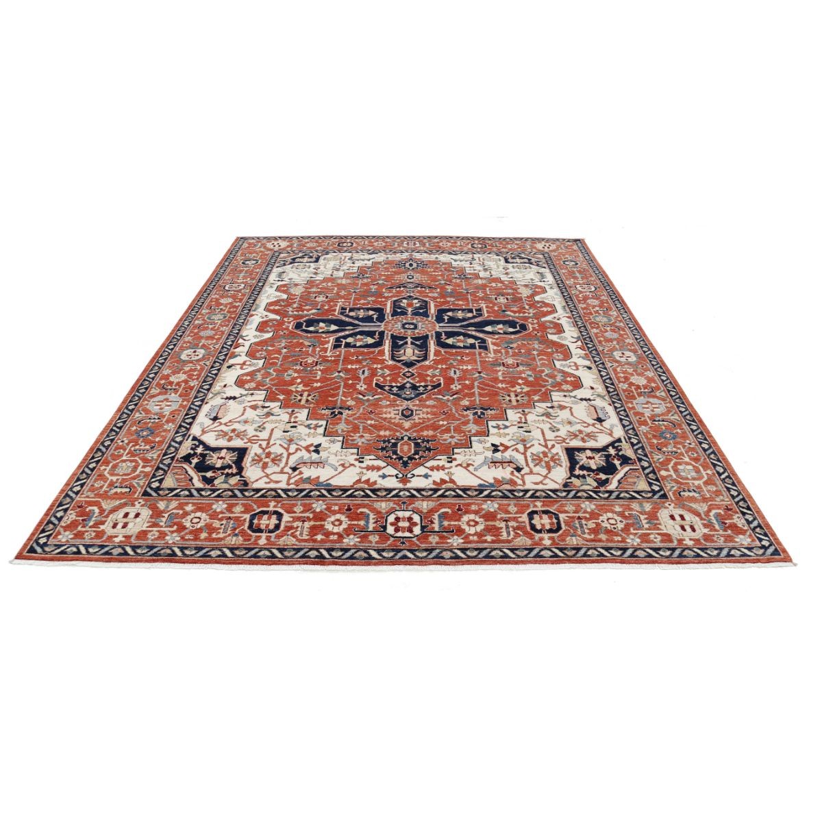 Heriz 8x10 Handmade Double Knotted Washable Wool Rug - Colorful