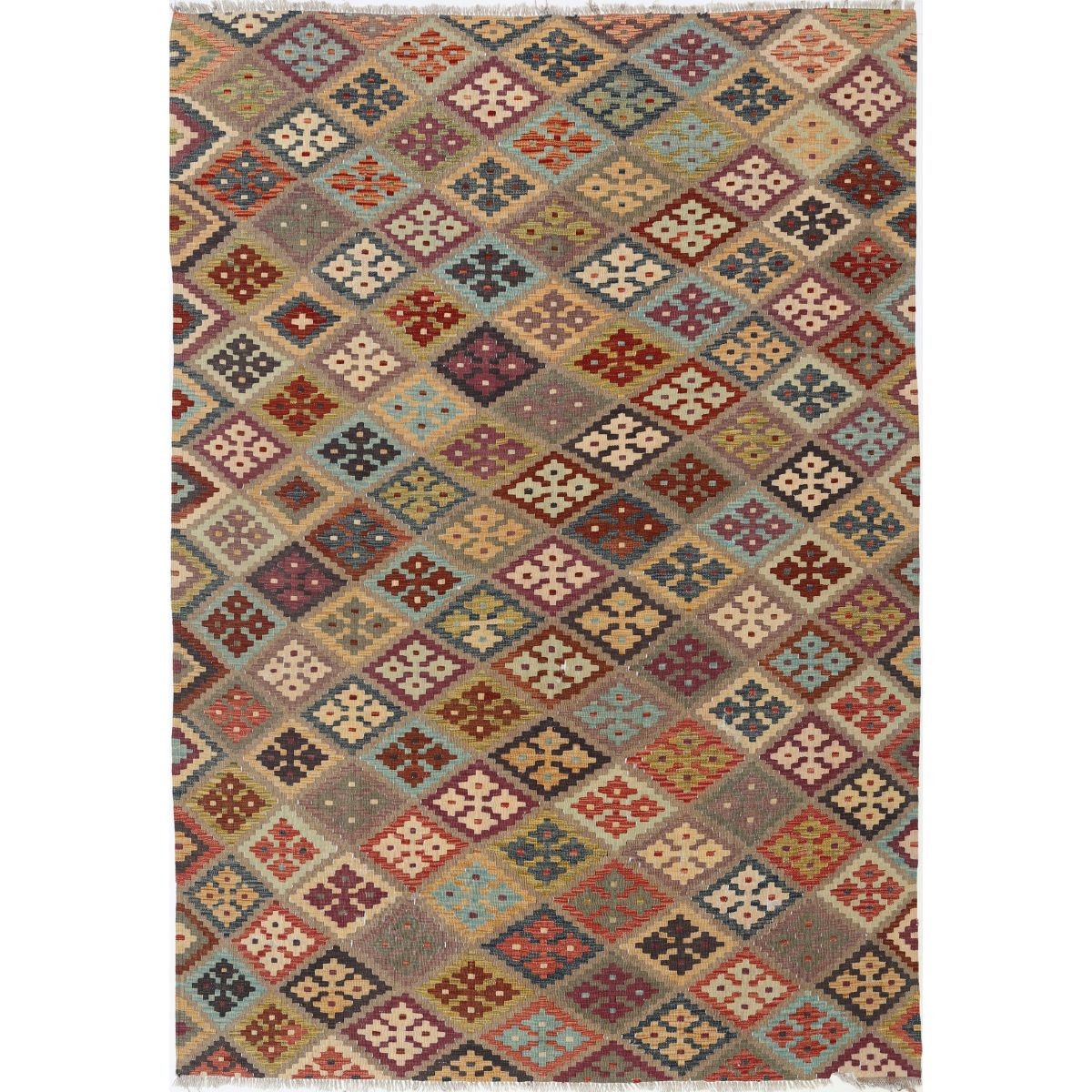 Maimana 7x9 Hand Woven Washable Wool Rug - Colorful