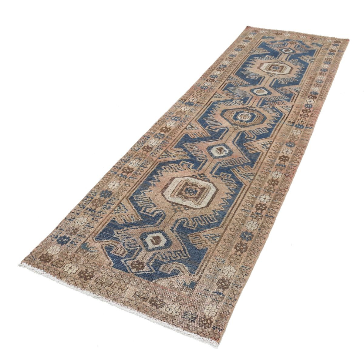 Vintage 3x10 Handmade Double Knotted Washable Wool Runner - Soft Hues