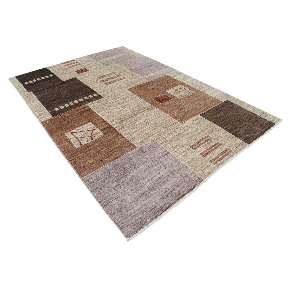 Modcar 7x9 Handmade Double Knotted Washable Wool Rug - Colorful
