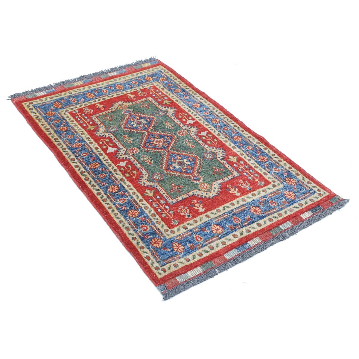 Revival 3x4 Handmade Double Knotted Washable Wool Rug - Colorful