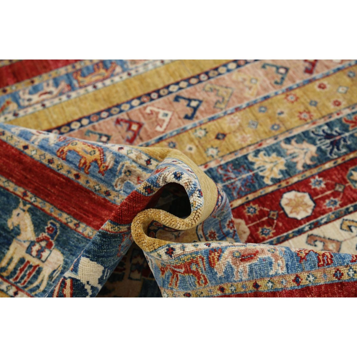 Shaal 6x8 Handmade Double Knotted Washable Wool Rug - Colorful